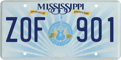 MS license plate ZOF901