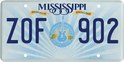 MS license plate ZOF902
