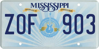 MS license plate ZOF903
