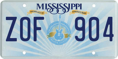 MS license plate ZOF904