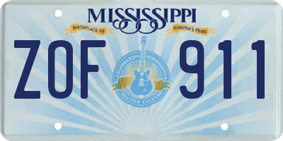 MS license plate ZOF911