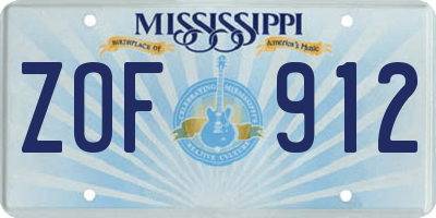 MS license plate ZOF912