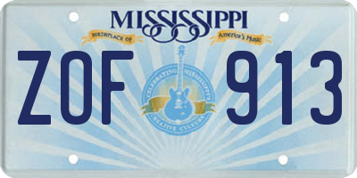 MS license plate ZOF913