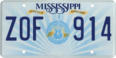 MS license plate ZOF914
