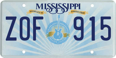 MS license plate ZOF915