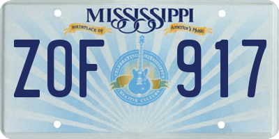 MS license plate ZOF917