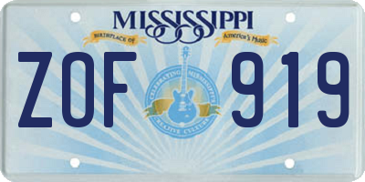 MS license plate ZOF919