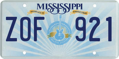 MS license plate ZOF921