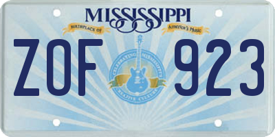 MS license plate ZOF923