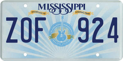 MS license plate ZOF924