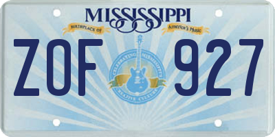 MS license plate ZOF927