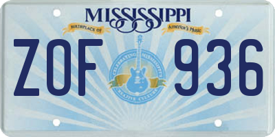 MS license plate ZOF936