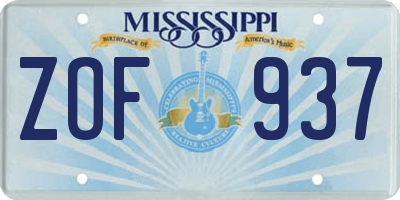MS license plate ZOF937