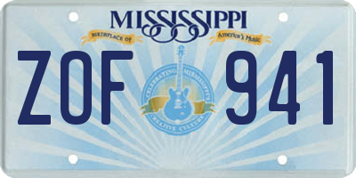 MS license plate ZOF941