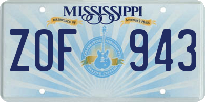 MS license plate ZOF943