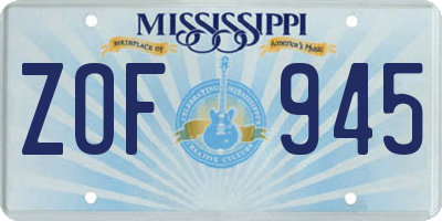 MS license plate ZOF945