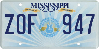 MS license plate ZOF947