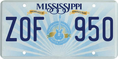 MS license plate ZOF950