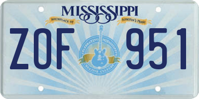 MS license plate ZOF951