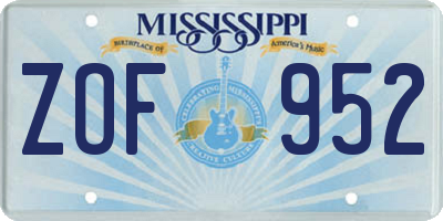 MS license plate ZOF952
