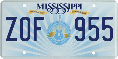 MS license plate ZOF955