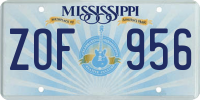 MS license plate ZOF956