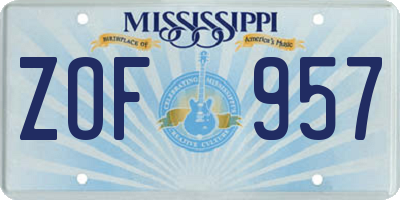 MS license plate ZOF957