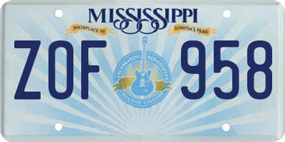 MS license plate ZOF958