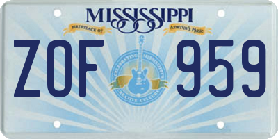 MS license plate ZOF959