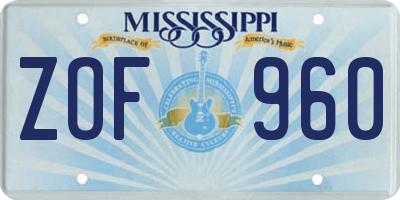 MS license plate ZOF960