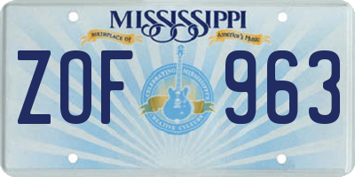 MS license plate ZOF963