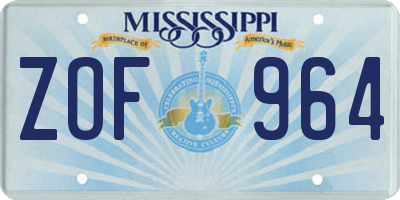 MS license plate ZOF964