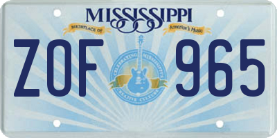 MS license plate ZOF965