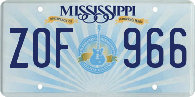 MS license plate ZOF966