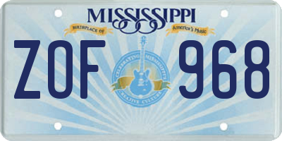 MS license plate ZOF968