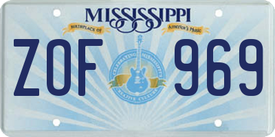MS license plate ZOF969