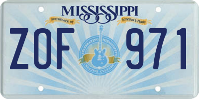 MS license plate ZOF971