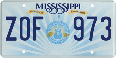 MS license plate ZOF973