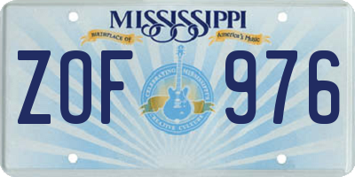 MS license plate ZOF976