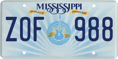 MS license plate ZOF988