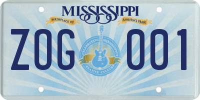 MS license plate ZOG001