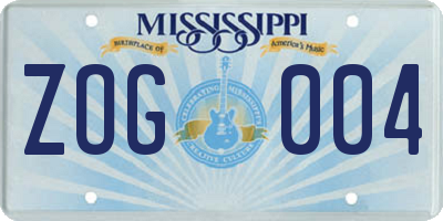 MS license plate ZOG004