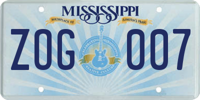 MS license plate ZOG007