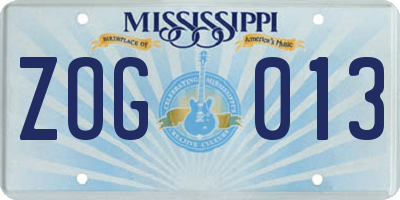 MS license plate ZOG013