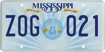 MS license plate ZOG021