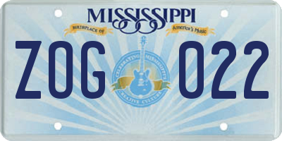 MS license plate ZOG022