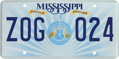MS license plate ZOG024