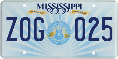 MS license plate ZOG025