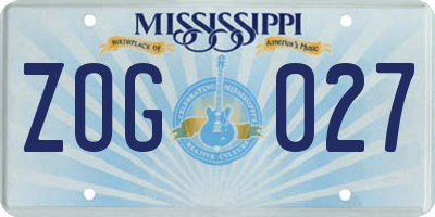 MS license plate ZOG027