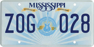 MS license plate ZOG028